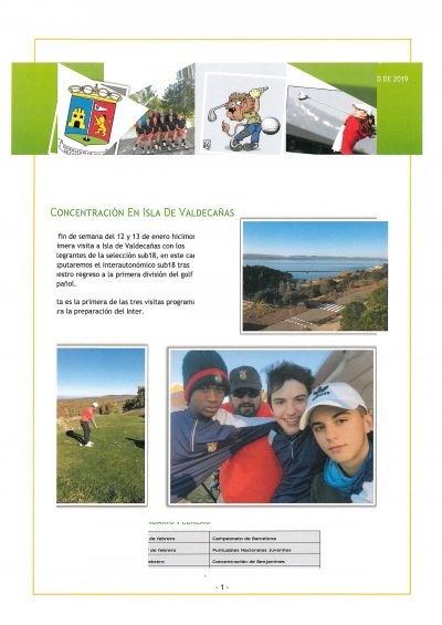 Boletín Mensual de la Federación de Golf de Castilla y León: Enero 2019